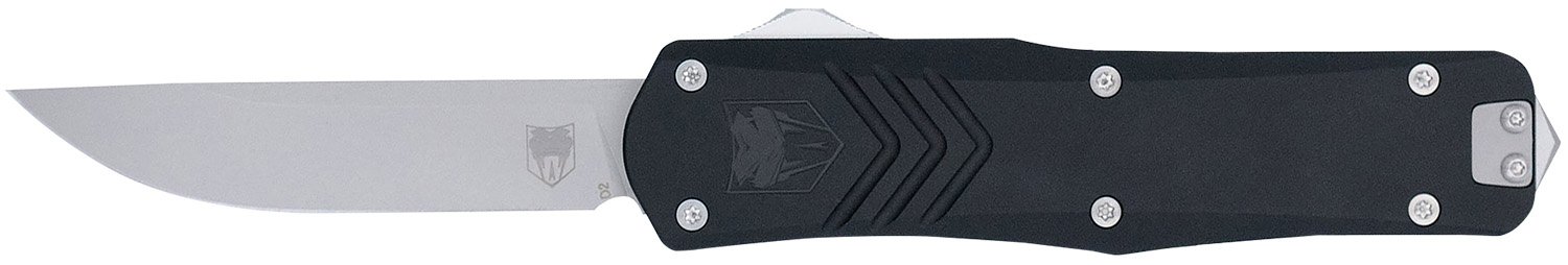 CobraTec MBLKFSXGEN3 OTF Knife, 3" D2 Steel Drop Point, Black - Cobra Enterprises of Utah