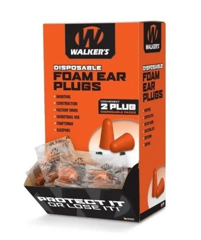 Walkers GWP-FP-200PK Foam Ear Plugs, 200 Pack, Hearing Protection - Walker's