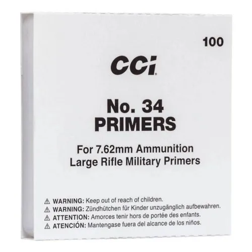 CCI PRIMER NO.34 NATO 100 RD/BX 10BX/BRICK 50 BX/CS