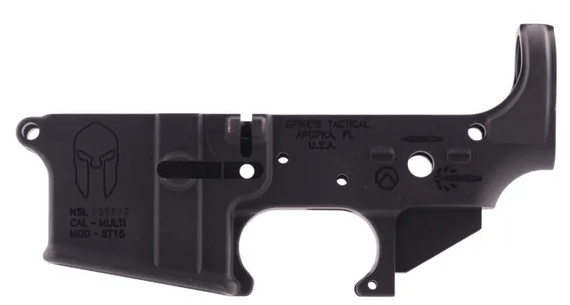 SPIKES TACTICAL STRIPPED LOWER RECEIVER MULTI CAL SPARTAN LOGO--COSMETIC BLEM