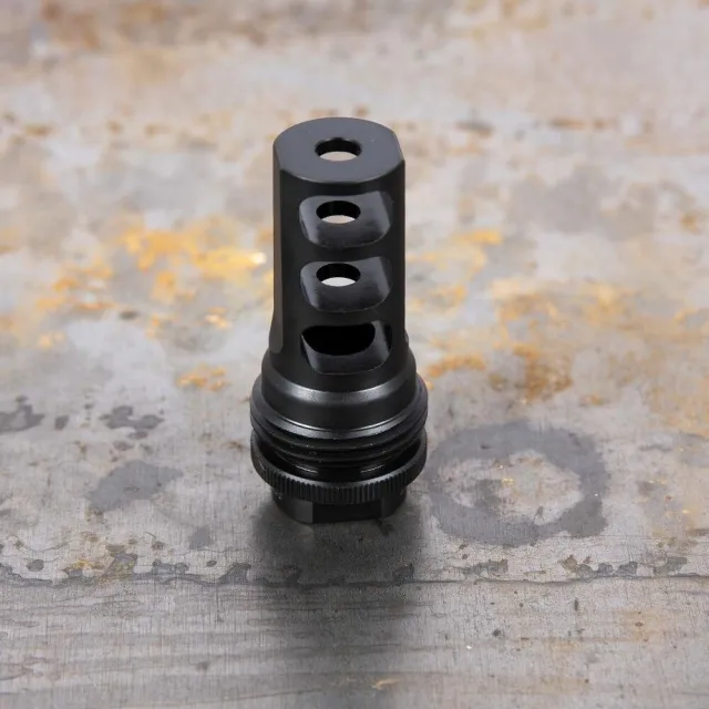 Buy SilencerCo AC858 Muzzle Brake 338 Cal 3/4-24 TPI Black Steel 338 Caliber online