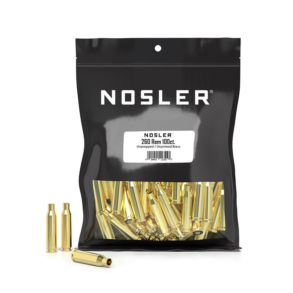 Nosler Unprimed Unprepped Brass .260 Rem 100 Count Bulk Raw Cases - Nosler - 260 Rem