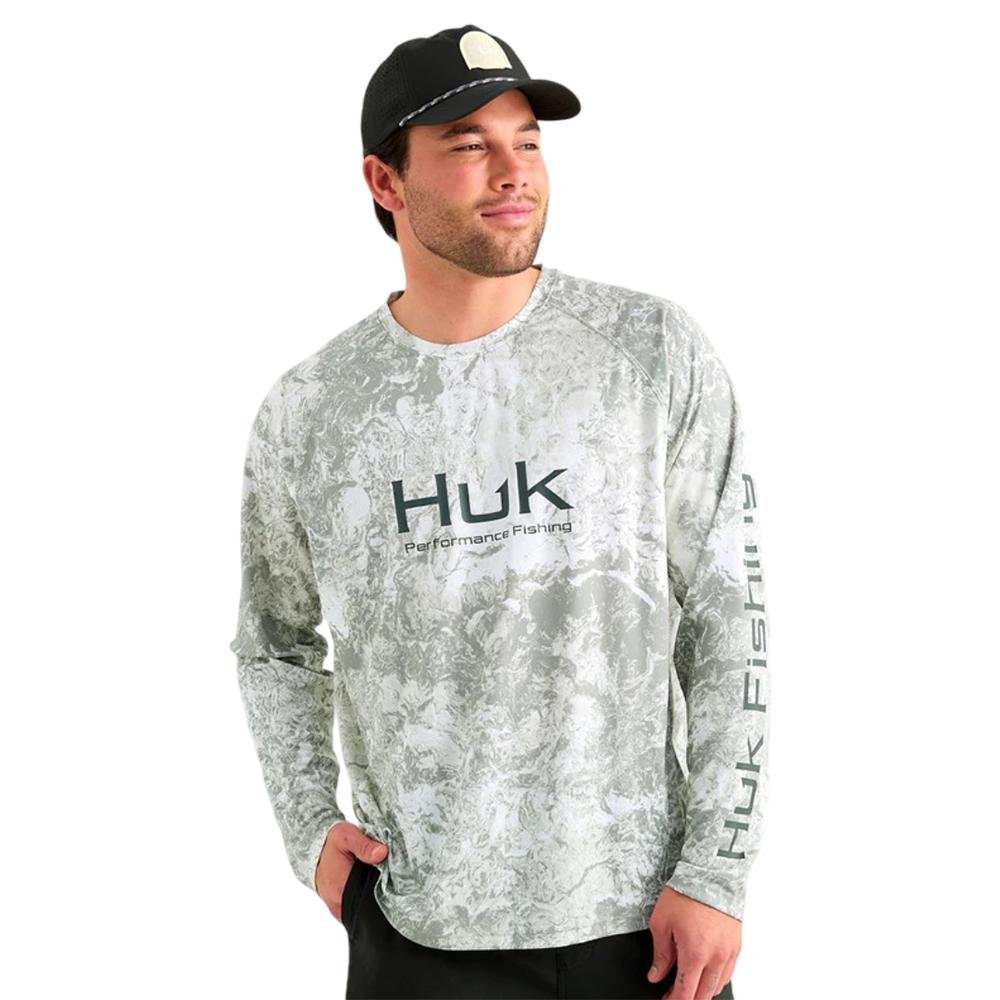 Huk Mossy Oak Pursuit Performance Long Sleeve Crew Shirt MO Seagrass M - Marolina DBA HUK