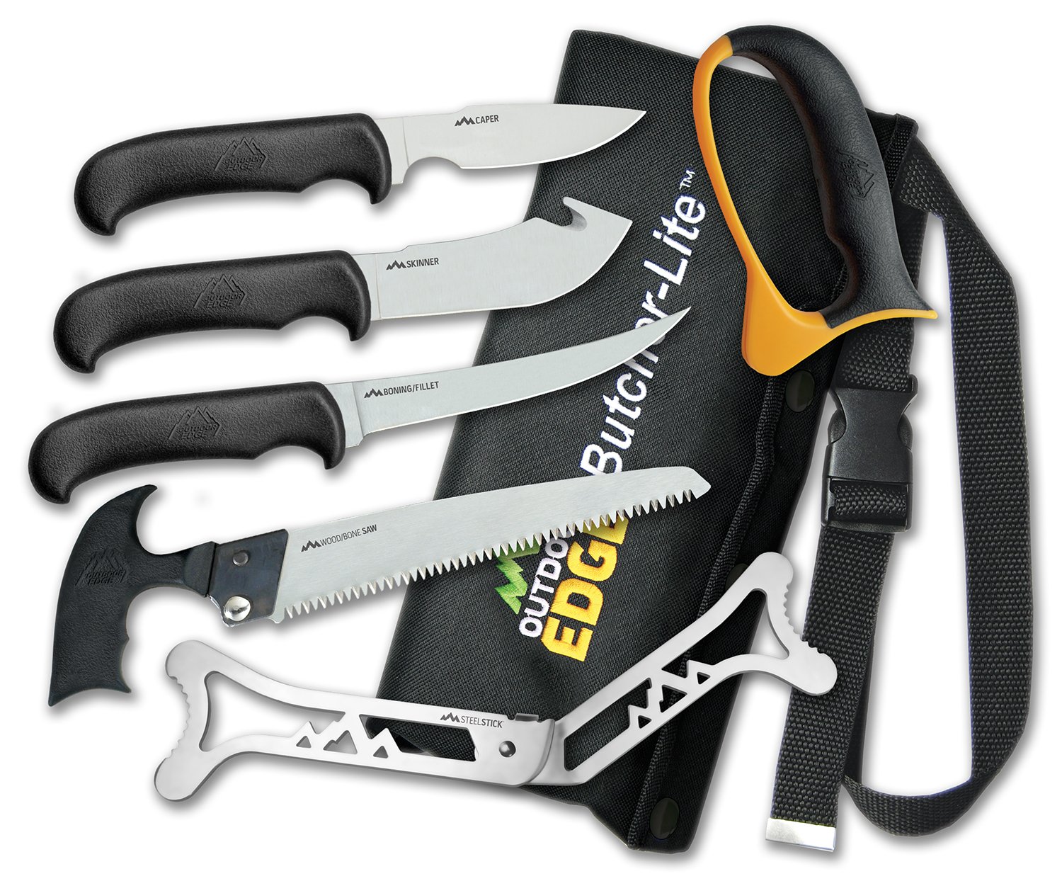 Outdoor Edge ButcherLite BL1 8-Piece Set 420J2 Steel Blades Black Handle - Outdoor Edge - 8 PIECE SET