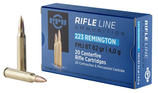 Buy PPU PP223F2 223 Rem 62gr FMJ BT Rifle Ammo 20/Box online