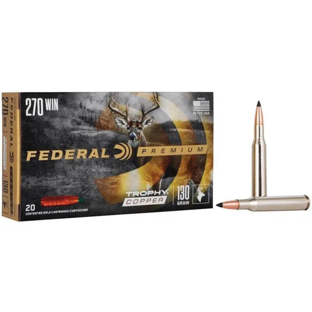 Federal Premium Trophy Copper .270 Win 130gr 20rd Box P270TC1 - Federal Premium Ammunition - 270 Win