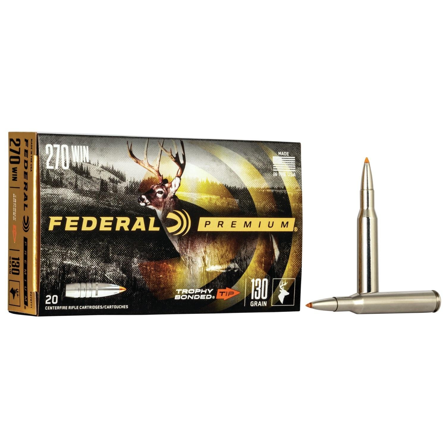 Federal Premium Trophy Bonded Tip 270 Winchester 130 Grain 20 Rounds - Federal Premium Ammunition - 270 Win