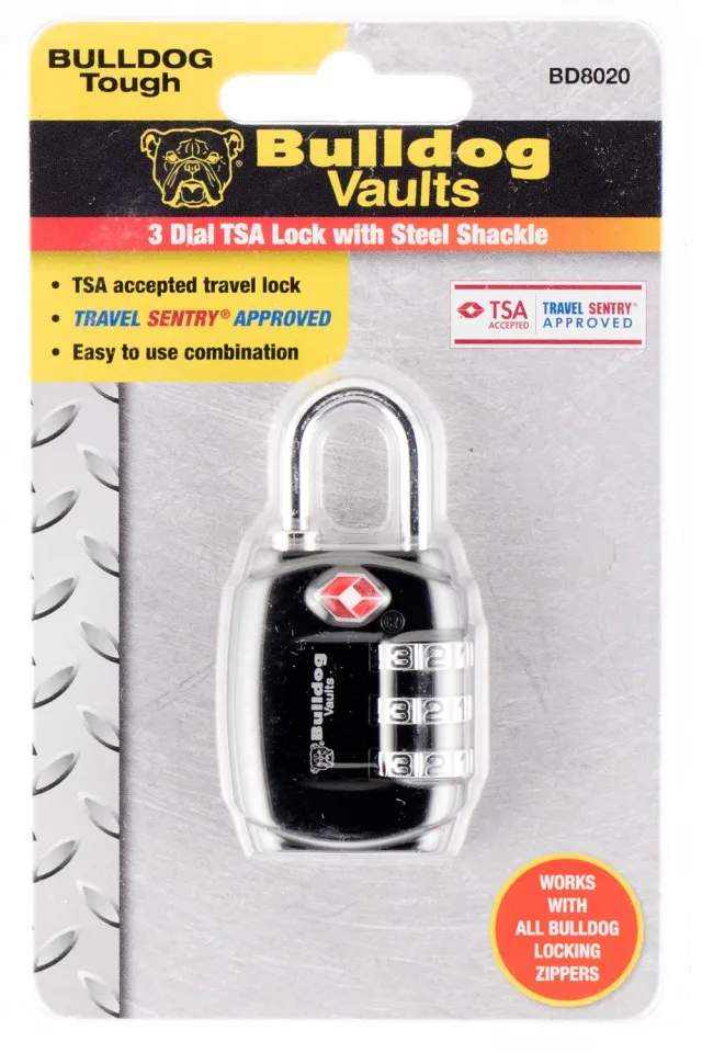 Bulldog BD8020 TSA Lock Steel Shackle 0.75 in Combination All Metal - Bulldog
