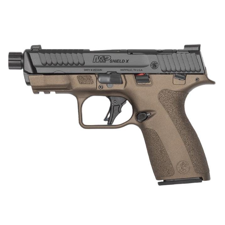 S&W Shield-X Midnight Bronze Handgun 9mm Luger 13(1)&15(1)rd Magazines 4.1 Threaded Barrel Barrel Thumb Safety - Smith & Wesson Inc. - 9mm