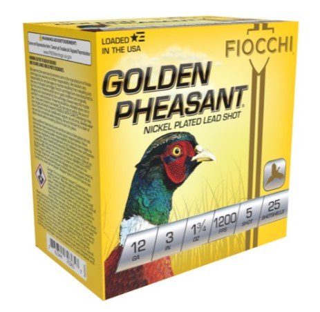 12 Ga Nickel-Plated Lead-5 1-3/4 oz 3" 25 Rds Fiocchi Ammo Shotgun - Fiocchi - 12 Gauge
