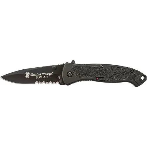Smith & Wesson SWATLBS Drop Point Serrated Folding Knife Black - Smith & Wesson