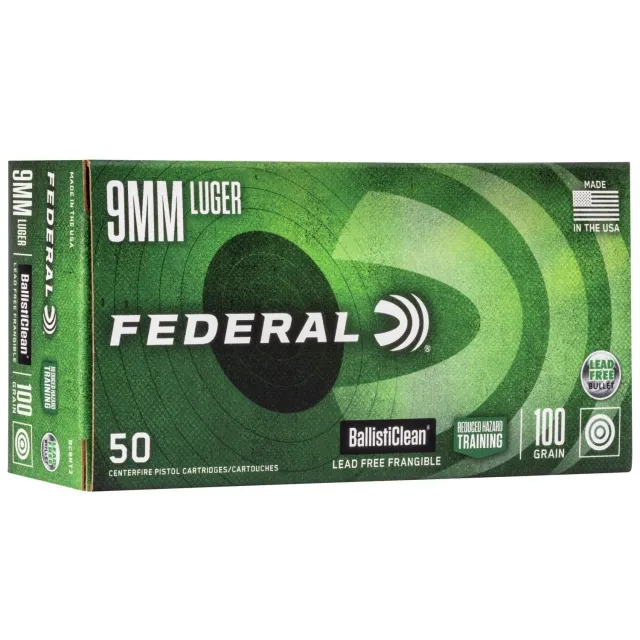 Federal BallistiClean 9mm Luger 100gr Lead-Free Frangible Ammo 50/20 - Federal Premium Ammunition - 9mm Luger