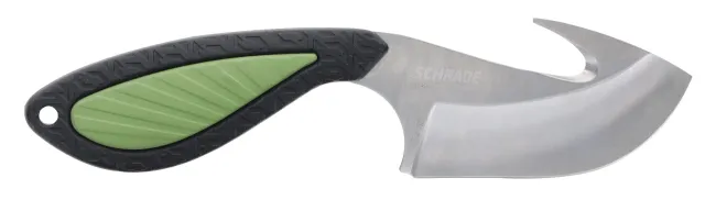 Schrade Isolate Ultimate Guthook Knife 3 In AUS-10 Black/Green TPR - Schrade