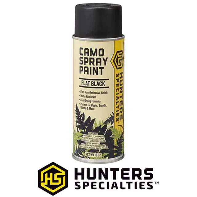 HS Camo Spray Paint - Flat Black 12oz - Enamel - 2.65x7.85 - Hunters Specialties