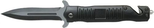 ABKT AB015B Black Stiletto Assisted Opener 3.5" Blade with Breaker - American Buffalo Knife & Tool