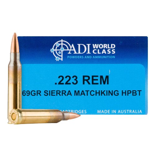 ADI ADI9332153003289 .223 Remington 69 Grain Sierra HPBT Brass Ammo 20 Rds - ADI World Class Ammunition - .223 Remington