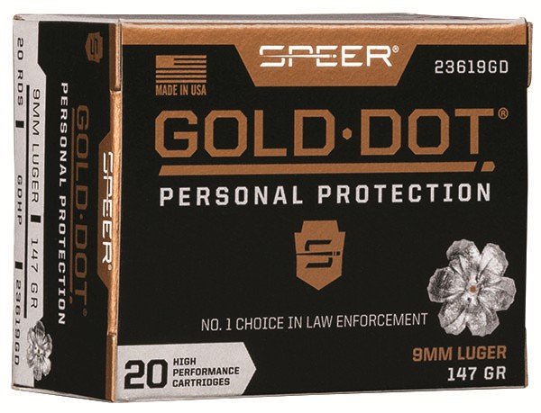 Buy Speer 23619GD Gold Dot 9mm Luger 147gr Hollow Point 20/Box online