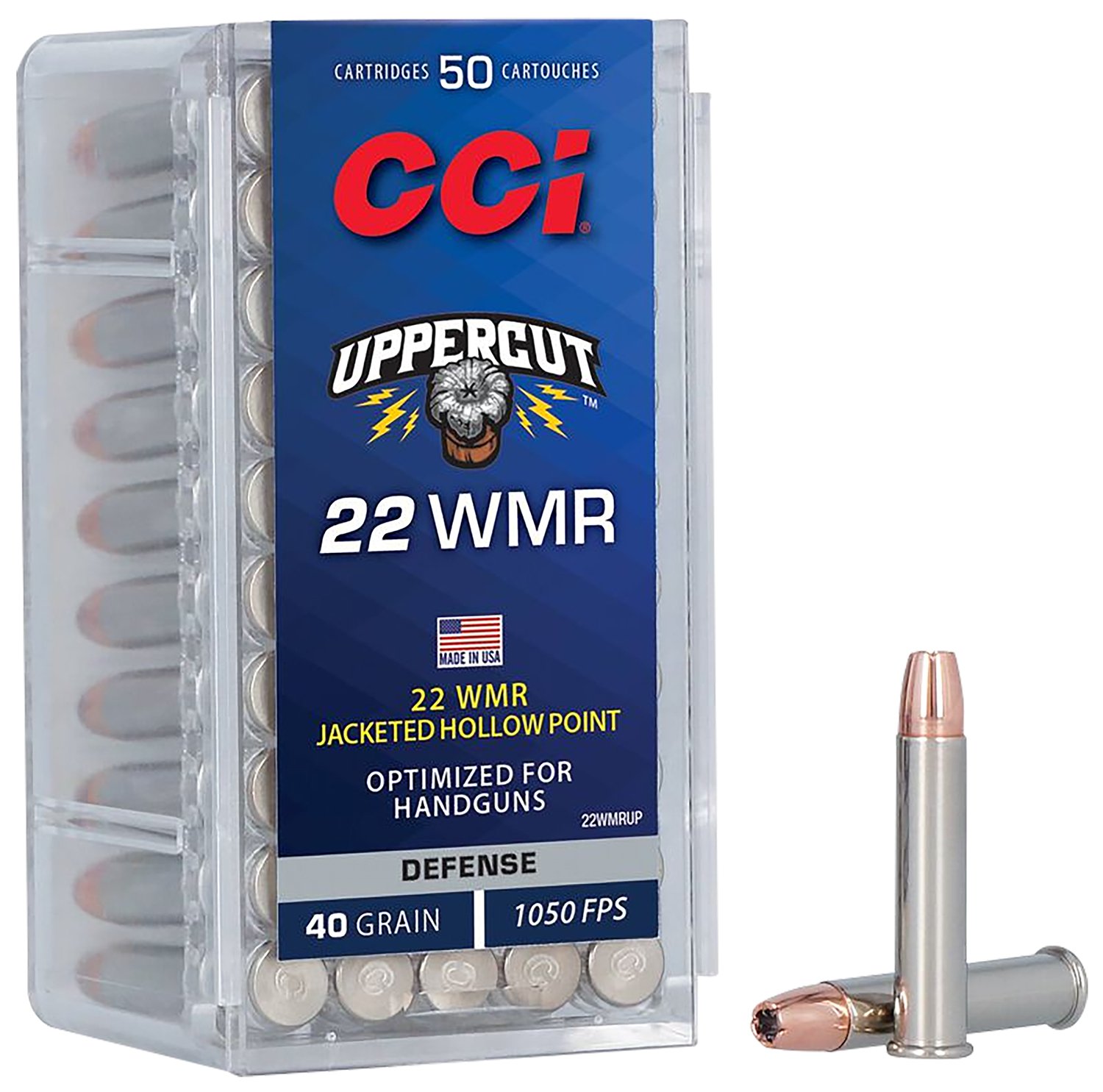 CCI 22WMRUP Uppercut 22WMR 40gr Jacketed Hollow Point 50 Per Box/40 Case - CCI - 22 WMR