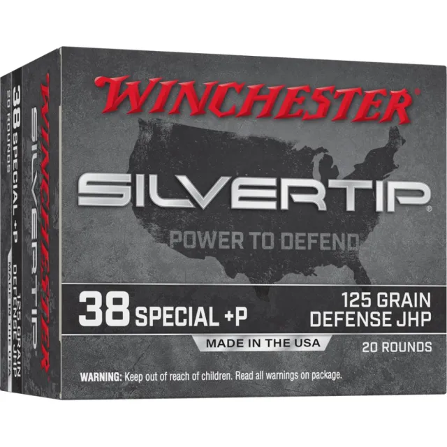 Winchester Ammo W38PST Silvertip Defense 38 Special +P 125 gr Jacketed Hollow Point (JHP) 20 Per Box/ 10 Cs - Winchester - 38 Special +P