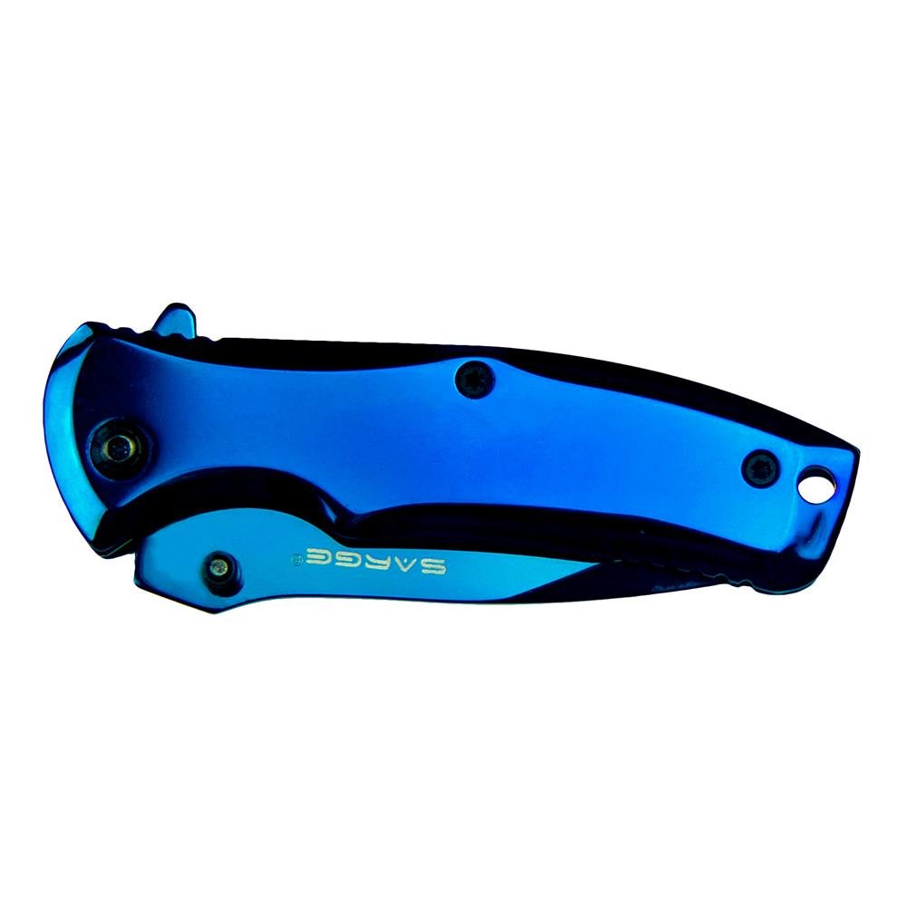 Sarge Knives Phase Folding Knife 2-1/2 Drop Point Blade Blue Tin