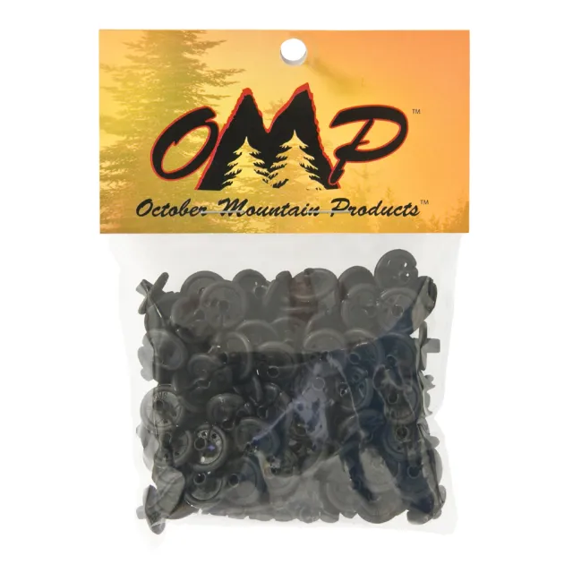 October Mountain 33213 Slotted Kisser Button Black 9/16" 100 Pack - October Mountain