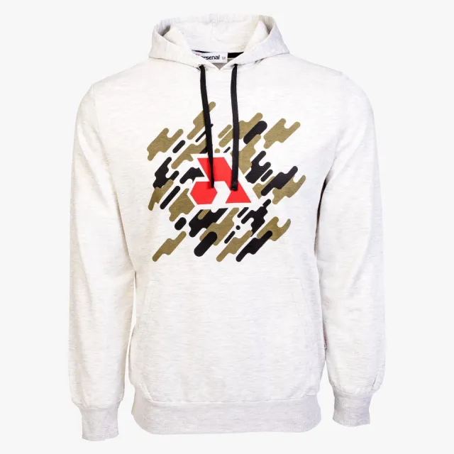 Arsenal Large Gray Cotton-Poly Relaxed Fit Graphic Pullover Hoodie - Arsenal