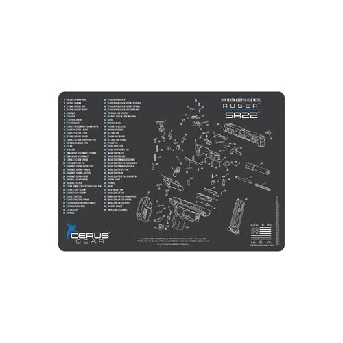 Cerus Gear HM-RUG-SR22-SCH-GRY Ruger SR22 Schematic Mat 17x12 In