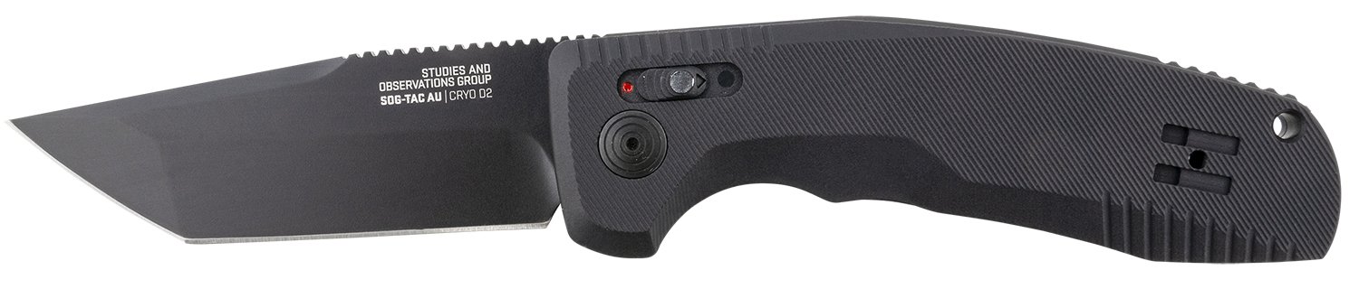 SOG 15-38-03-57 Tac BL/PL 3.5" Tanto D2 Black Scales Auto Knife - SOG