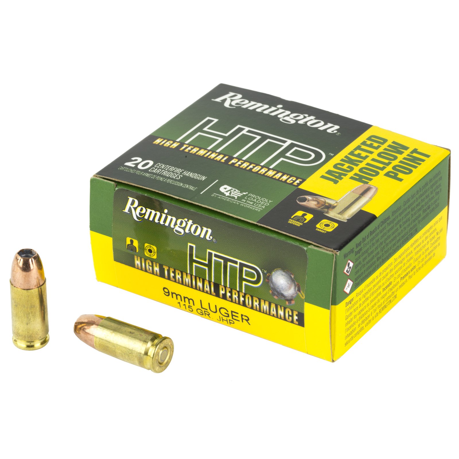 Buy Remington HTP 9mm Luger 115 Grain JHP Ammo - High Terminal Performance, 20 Rounds, 1145 fps online