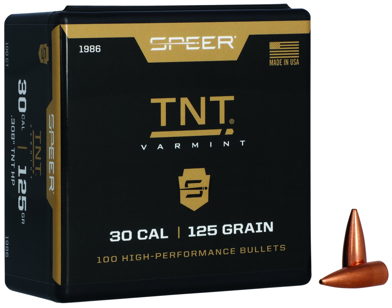 Speer 1986 TNT 30 Cal 125gr Jacketed Hollow Point Bullets 100ct Box - Speer - 30 Caliber