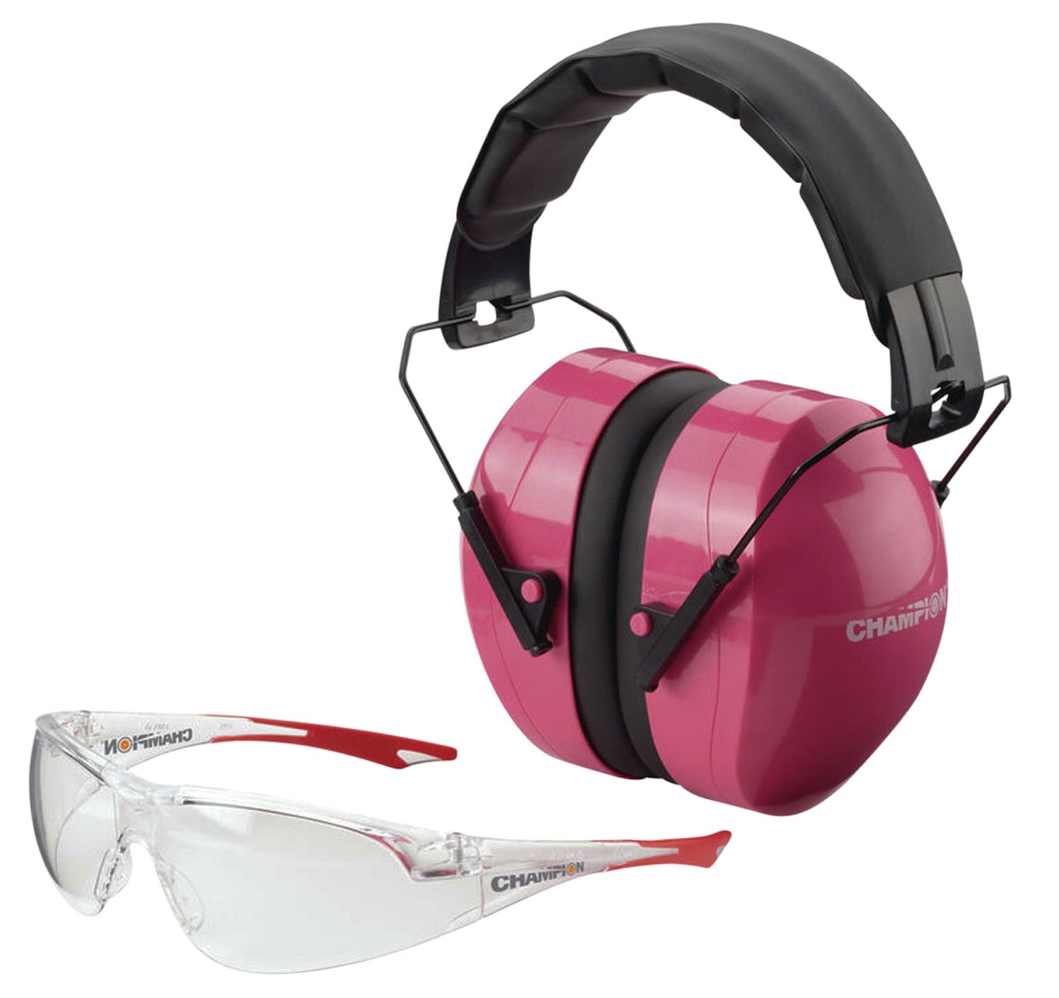Buy Champion 40624 Eyes & Ears Combo 26 dB Pink/Black Earmuffs & Glasses online