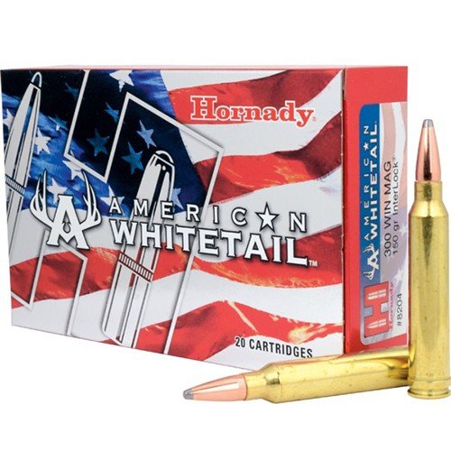 Hornady 82044 American Whitetail InterLock 300 Win Mag 180gr Spire Point - 20/Box 10/Cs - Hornady Manufacturing Company - 300 Win Mag