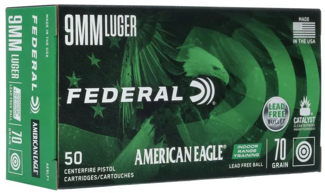 Federal AE9LF1 American Eagle IRT 9mm 70gr Lead-Free Ammo 50 Rounds