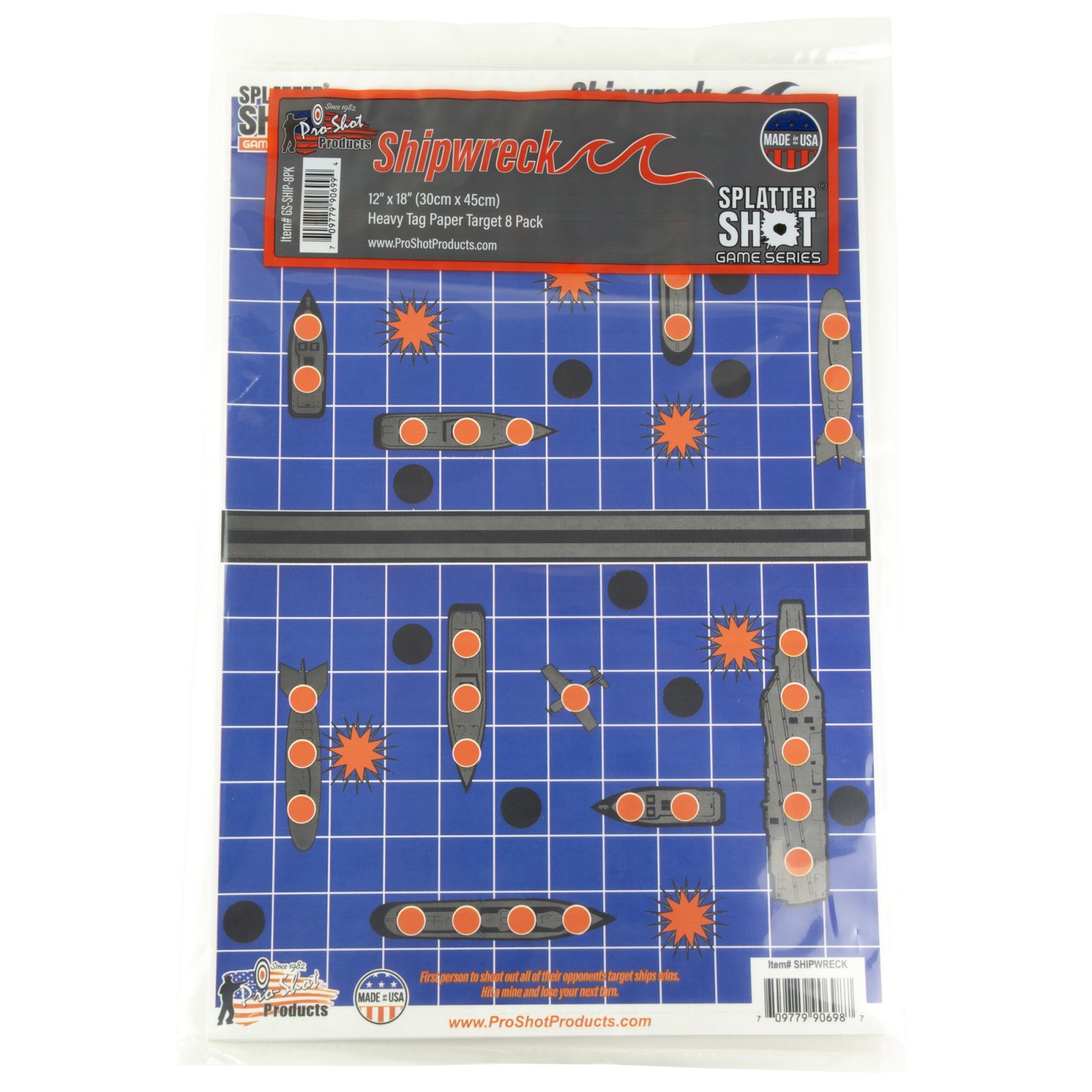 ProShot SPLATTER SHOT GAME SERIES 12IN X 18IN SHIPWRECK HEAVY TAG PAPER TARGET - 8 PACK GS-SHIP-8PK - Pro-Shot Products
