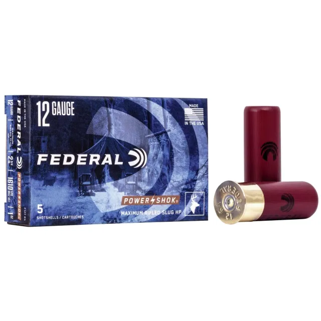 Federal F127RS Power-Shok Shotshell 12 Gauge 2.75" 1 oz Rifled Slug Shot 5 Per Box/ 50 Cs - Federal Premium Ammunition - 12 Gauge