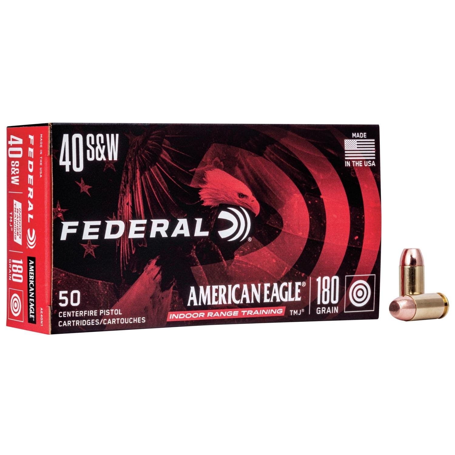 Federal AE40N1 40 S&W 180 Grain Total Metal Jacket 50 Rounds Box - Federal Premium Ammunition - 40 S&W