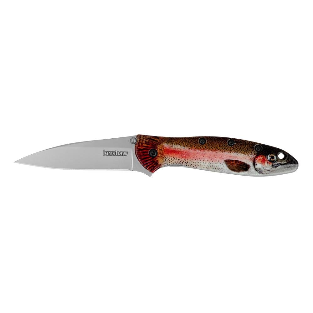 Buy Kershaw 1660TROUT Leek EDC 3" 14C28N Steel Blade, Rainbow Trout Handle online
