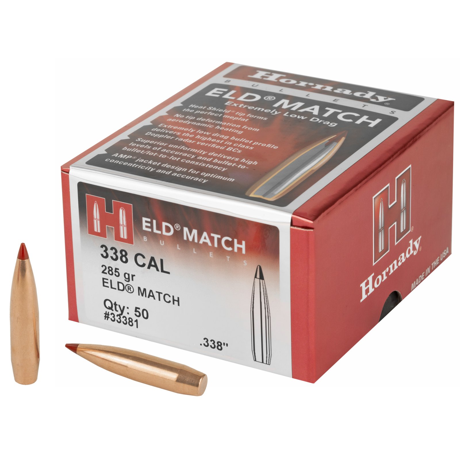 Hornady 33381 .338 Cal 285gr ELD Match 50/Box - Hornady Manufacturing Company - 338 Caliber