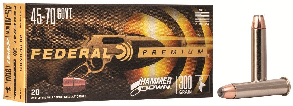 Federal Premium HammerDown 45-70 Govt 300 Grain Bonded Soft Point 20 Rounds - Federal Premium Ammunition - 45-70 Govt