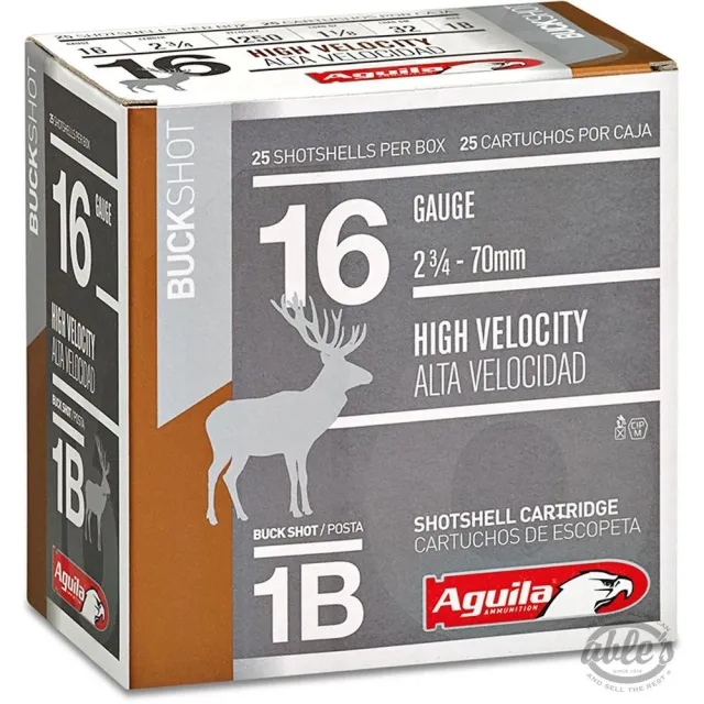 Aguila 1C1601BA Buckshot High Velocity 16 Gauge 2.75" 1 1/8 oz 1 Buck Shot 25 Per Box/ 10 Cs - Aguila Ammunition - 16 Gauge for sale at Bang-Bang Tactical