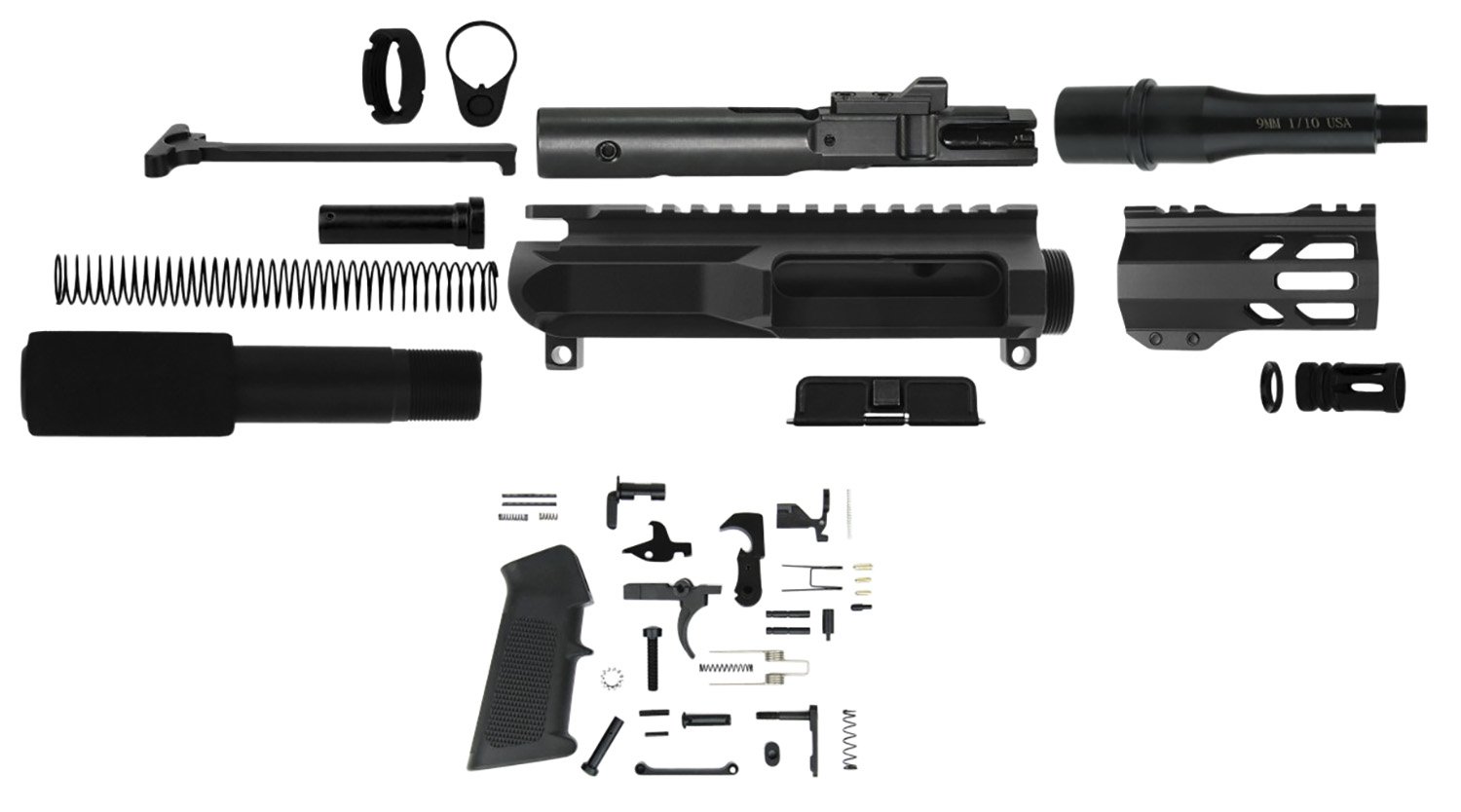 TacFire SSPK9MMLPK4 AR Build Kit 9mm 4.5 In Black MLOK Handguard - TacFire