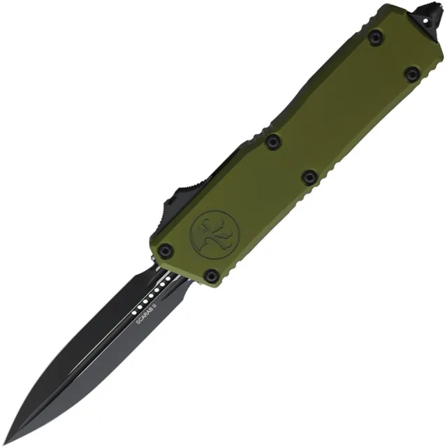 Microtech Scarab II G3 3.97 In D/E Black OD Green Aluminum Handle - MICROTECH for sale at Iron and Lace
