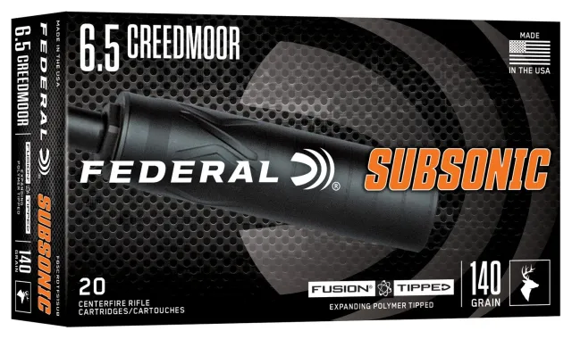 Federal 6.5 CREEDMOOR 140GR FUSION TIPPED SUBSONIC 20 F65CRDTFS1SUB