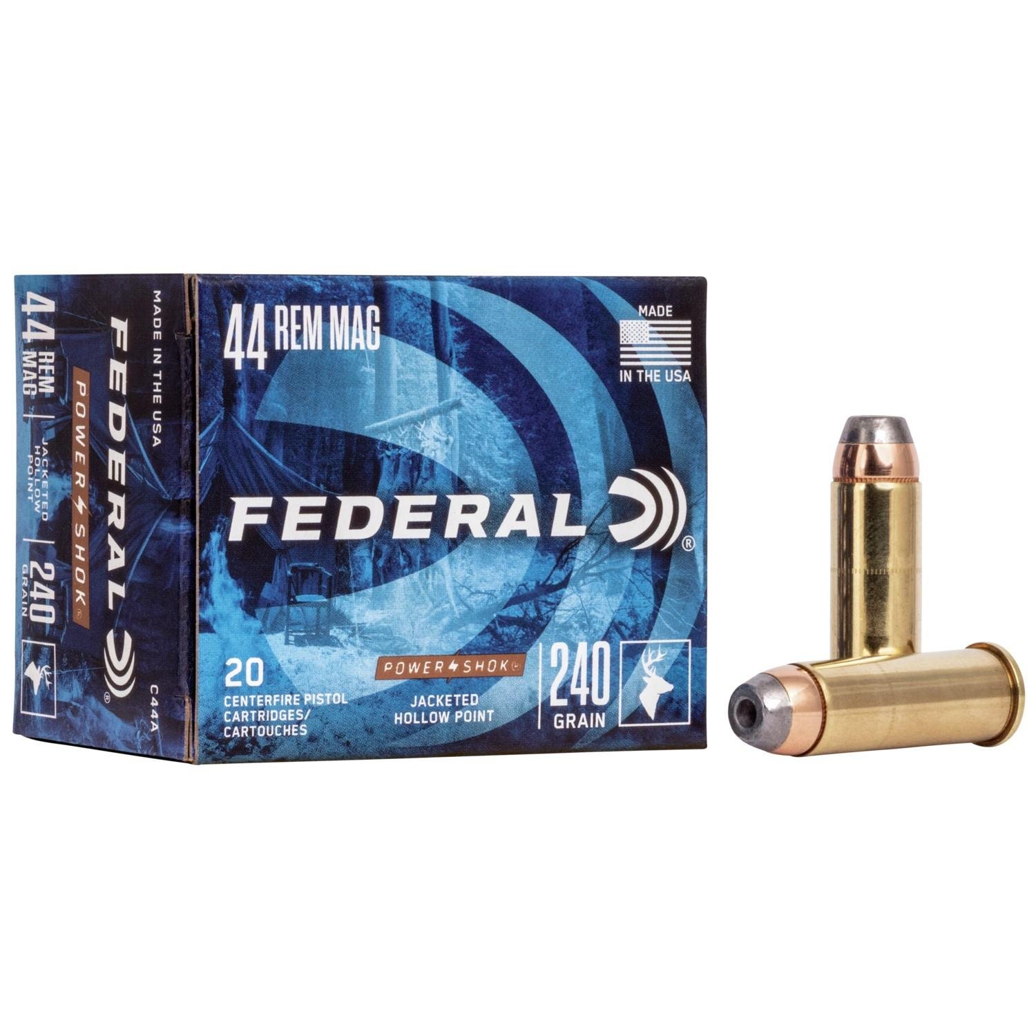 Federal C44A 44 Remington Magnum 240 Grain Jacketed Hollow Point 20 Rounds - Federal Premium Ammunition - 44 Rem Mag