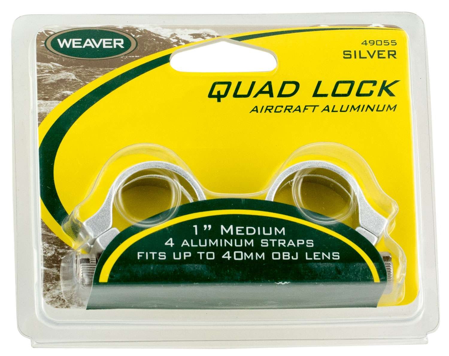 Weaver 49056 Quad Lock Detachable Rings 1 in High Silver Aluminum - Weaver - 1"