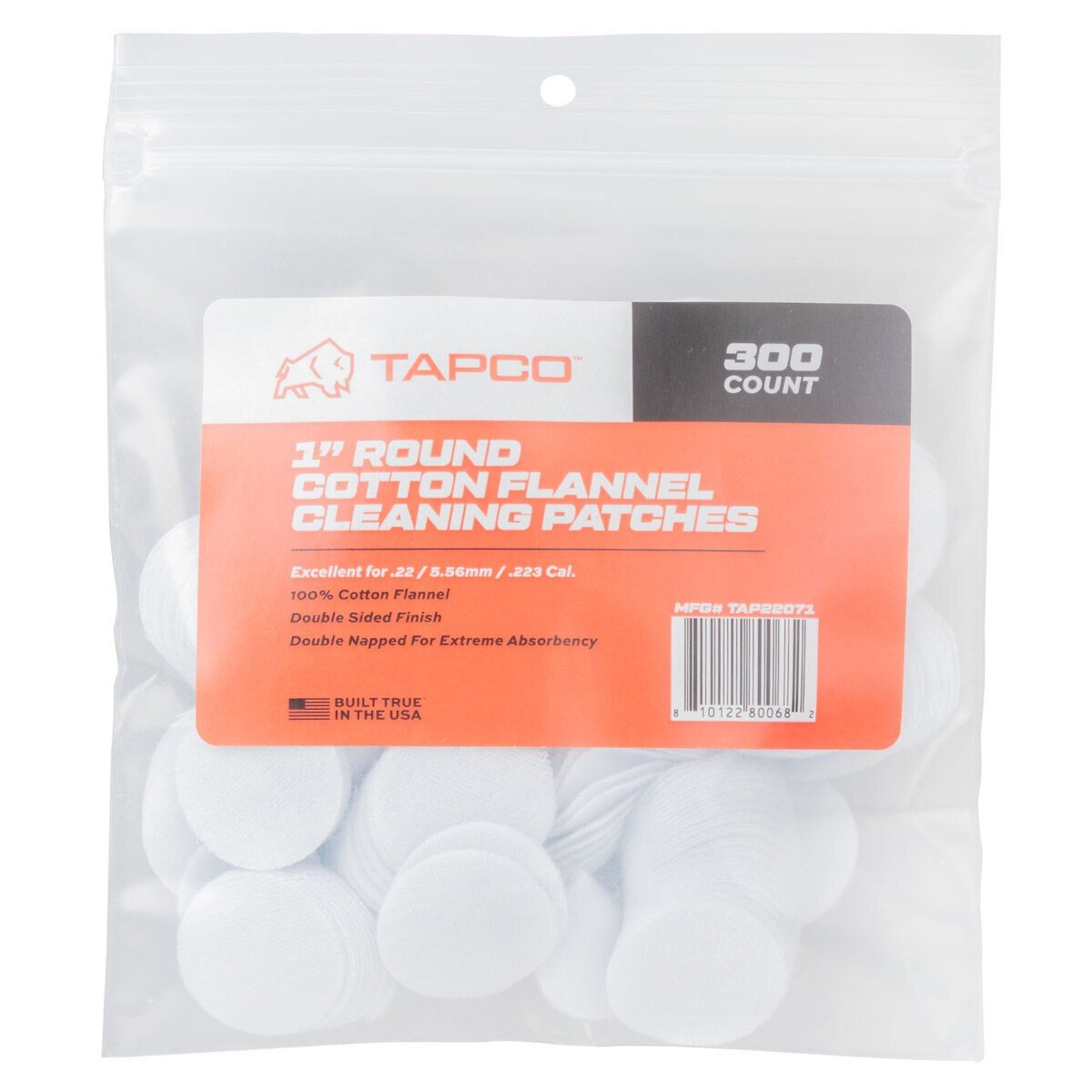 Buy Tapco TAP22071 .22-.270 Cal 1in Round Cotton Patches 300CT online