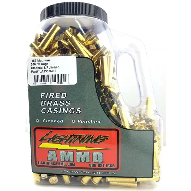 Lightning Ammo LA-3357MFJ .357 Mag 500ct Cleaned Brass Jug - Lightning Ammo - .357 Mag