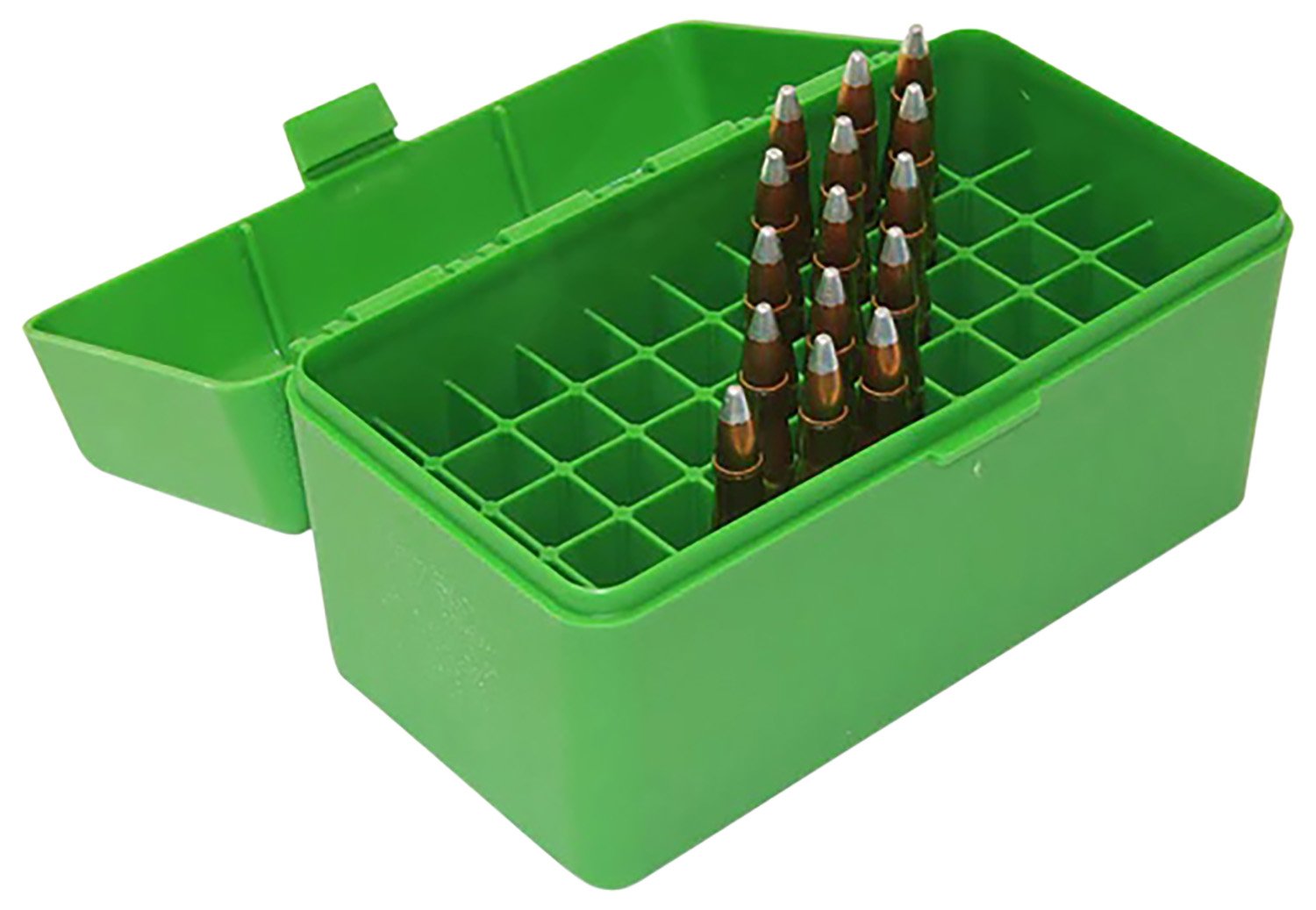 MTM Ammunition Box 50 Round Flip-Top 22-250 6mm PPC 7mm BR Green RS-S-50-10 - MTM Case-Gard - 22 Remington Jet