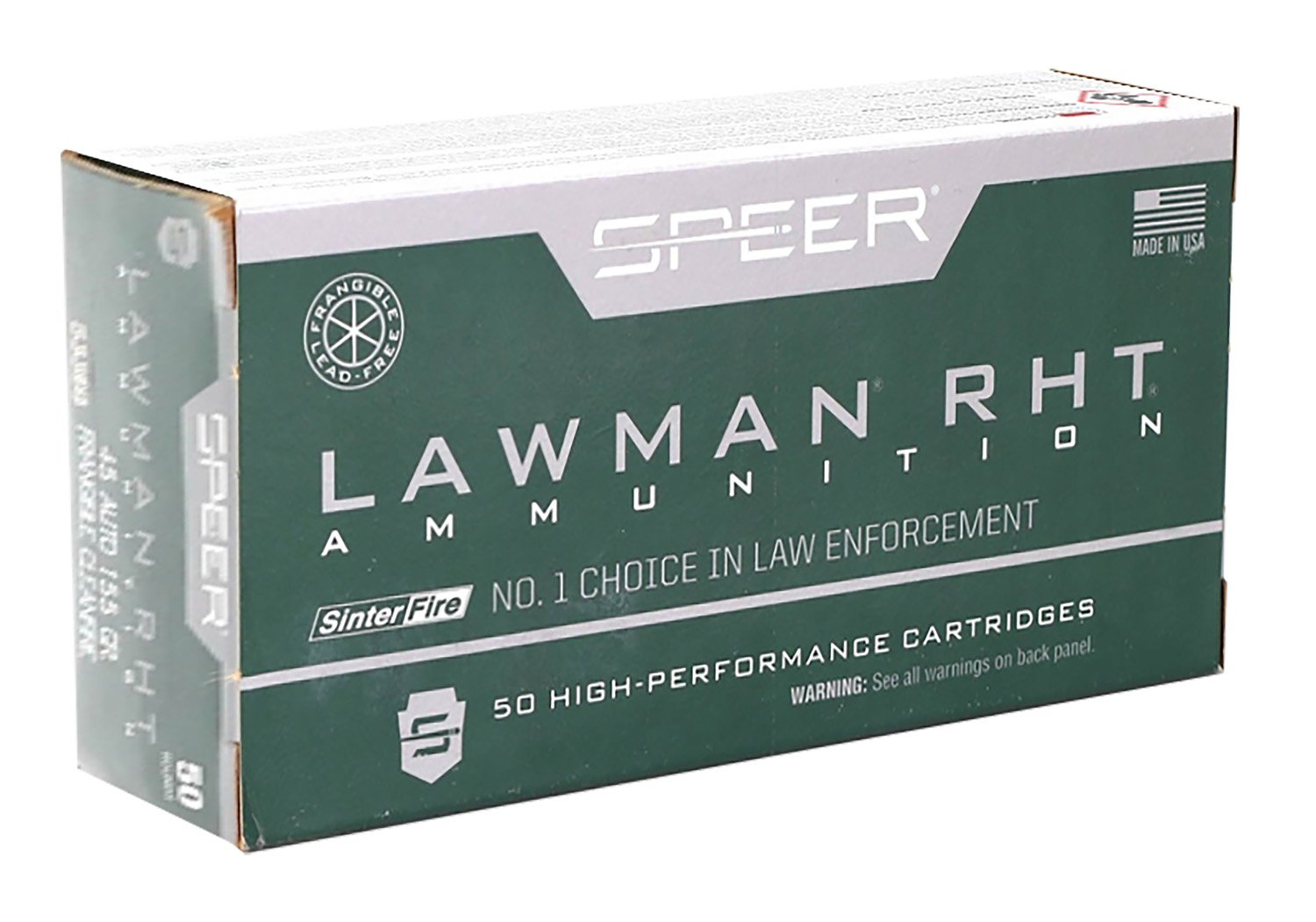 Speer Lawman RHT 53395 45 ACP 155gr SinterFire Frangible 50/Box - Speer - 45 ACP