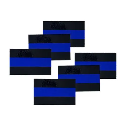 Reflective Thin Blue Line License Plate Stickers, 1 x .75 Inches, 6 Pack